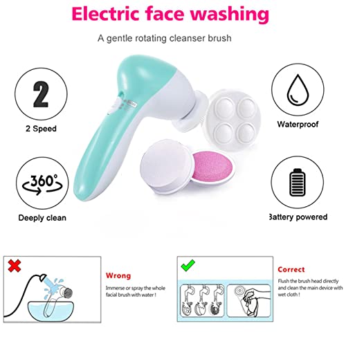 Facial Cleansing Brush Electric Facial Spin Brush Set with 4 Brush Heads for Gentle Exfoliating,Deep Cleansing,Removing Blackhead,Massaging Face