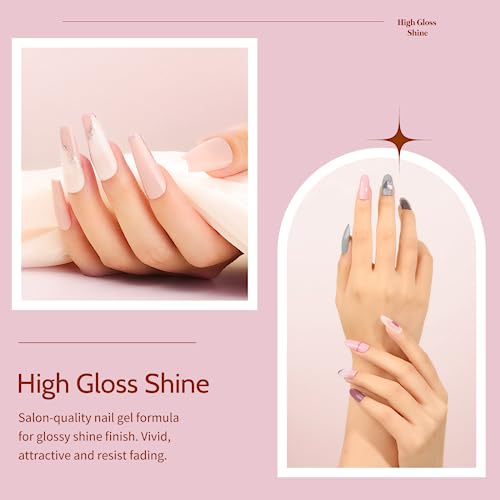 Maykawe Gel Nail Polish Set with 48W Nail Lamp Starter Kit, 6 Colors Nude Gray Pink Purple Gel Nail Polishes, Base Top Coat, Manicure Tools Acces