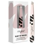Mylee Professional Slant Tip Tweezer for Facial Hair Removal and Eyebrow Shaping, Precision Stainless Steel Tweezer for Removing Splinters & Ingr