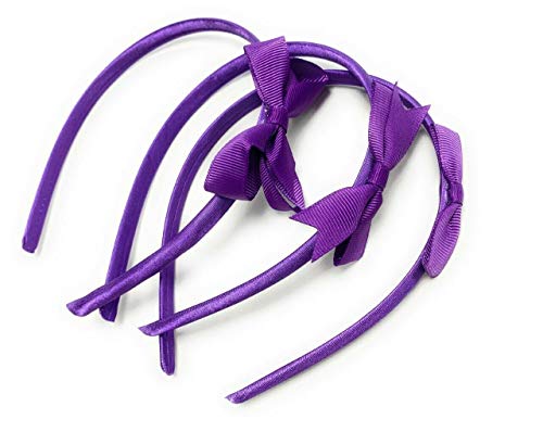Caprilite 3 x School Hair Bows on Headbands Alice Bands Uniform Colours Bow Headband Set (Royal Blue)