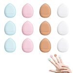 Sibba 12 Pieces Sponges Powder Puff with Finger Holder Strap Mini Beauty Blender Face Eyes Makeup Pads for Liquid Foundation Halloween Costume Fe