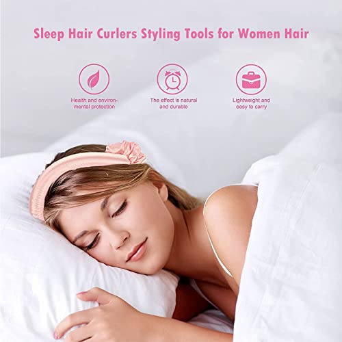 Heatless Curling Rod Headband, Silky Heatless Hair Curler with Hairpin, No Heat Wave Styling Tools for Long Medium Hair(Pink)