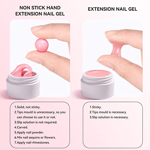 Builder Gel for Nails Extension, Solid Builder Gel Non-Stick Hard Builder Gel Clear Poly Builder Gel for 3D Modeling Decoration Nail Art DIY Mani