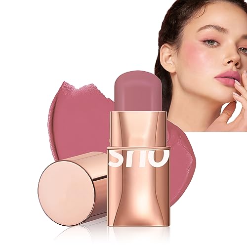 Blush Stick - Cream Blush - Waterproof Long-lasting 3-in-1 Multi-Use Blusher Contour for Lip Cheek Eye - Moisturize and Blendable Blush for Natur