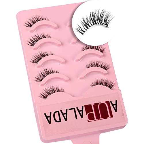 False Eyelashes Natural Half Lashes Short Wispy Clear Band 1/2 Lashes Pack Cat Eye 3D Faux Mink 3/4 Eye Lashes Multipack By AUPALADA, Lash Cluste