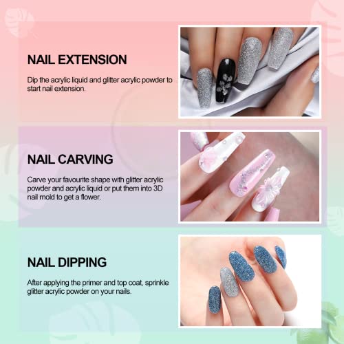 Clear Acrylic Powder, 1.97oz Professional Acrylic Nail Powder Polymer, Clear Nail Powder for Acrylic Nail Extension Carving Nails,Acrylic Nails E