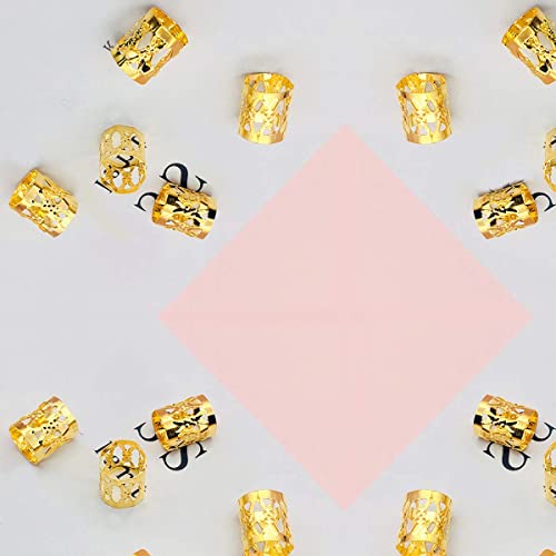 LEBQ 50 Pieces Aluminum Dread Locks Adjustable Metal Cuffs Dreadlocks Beads Braiding Hair Decorations (Gold)