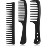 3 Pieces Wide Tooth Detangling Hair Comb Detangling Hair Comb Hair Styling Comb Set, Carbon Fiber Styling Cutting Comb Anti Static Heat Resistant