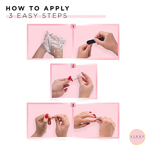 AIRRE 240pcs Medium Oval False Nails with Strong Glue - For UV/LED Gel, Polish & Nail Art. Natural Opaque Nail Kit (10 Sizes). DIY Manicure Nails