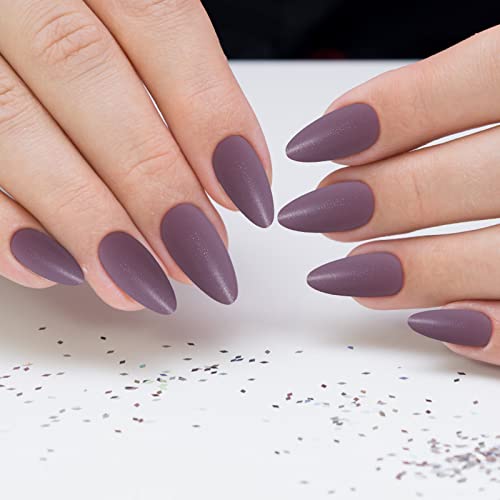 JUSTOTRY 24 Packs (576 PCS) Matte Almond Press on Nails Medium,Acrylic Oval False Nails with Glue and Nail File,Reusable Stick on Nails Short wit