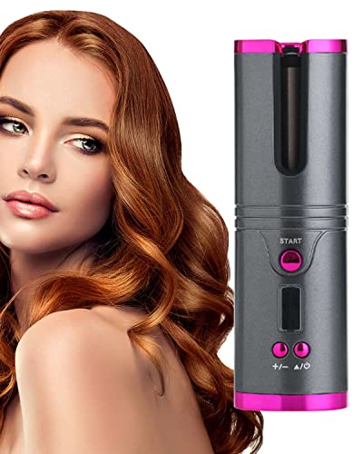 Rantizon Cordless Automatic Hair Curler Cordless Professional Hair Curlers with LCD Display Adjustable Temperature Setting USB Rechargeable Curli