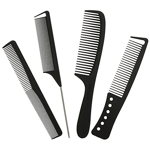 SLIPPET Hair Comb Styling Set 4 Pieces Fine Wide Tooth Comb Rat tail Comb Cutting Comb Parting Comb Anti Static Combs for men women dry wet hair