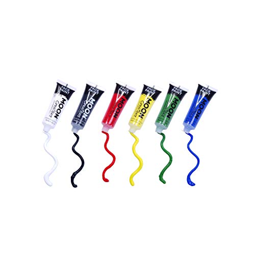 Moon Creations Face & Body Paint Tubes | Primary Set | 12ml | Ready to Use Face Paint | No Flake | Cruelty Free, Made in UK | Face Paint for Kids