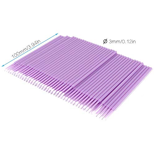 Botanique 200pcs Micro Applicator Brushes, Disposable Eye Extension Brushes, Micro Make Up Mascara Brushes, Oral and Dental, Colour Purple