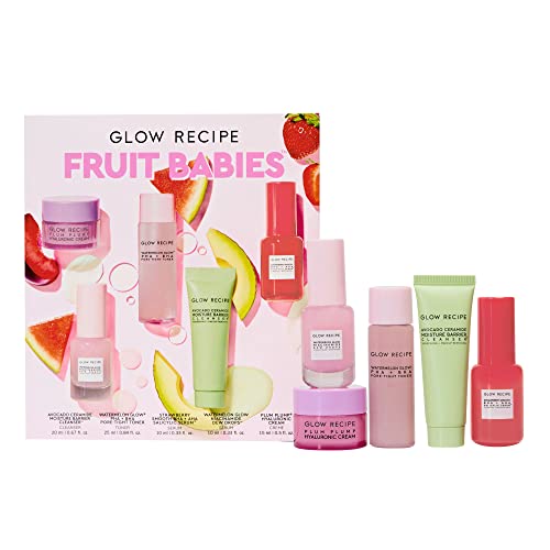 Glow Recipe - Fruit Babies Bestsellers Kit - Mini Travel Size Beauty Essentials - Avocado Foam Cleanser, Niacinamide Dew Drops Serum, Pore-Tight