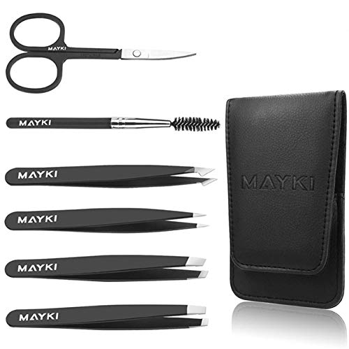 Eyebrow Tweezers Women 6Pcs, Full Size Professional Eyebrow Tweezers Kit, Precision Tweezers Set for Eyebrow/Ingrown Hairs/Splinter/Facial Hair R