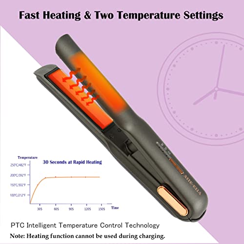 Cordless Hair Straighteners Curler 2 in 1 Cordless Portable Hair Iron Ceramic 8 Inch, Anti-Scald 2-Level Hair Straightening Iron with 110-220V, H