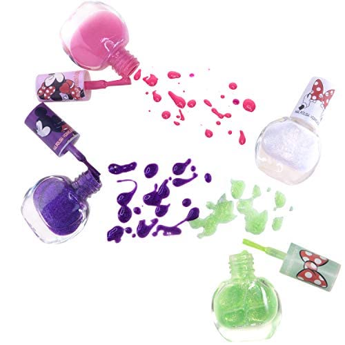 Disney Minnie Mouse - Townley Girl Non-Toxic Peel-Off Nail Polish Set for Girls, Glittery and Opaque Colors, Ages 3+ (18 Pieces)