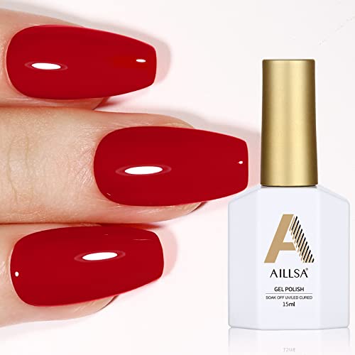 AILLSA White Gel Nail Polish, 15ml Soak Off U V Gel Polish, Color Gel Nail Varnish Long Lasting, Nail Art Manicure Set DIY at Home 1Pcs