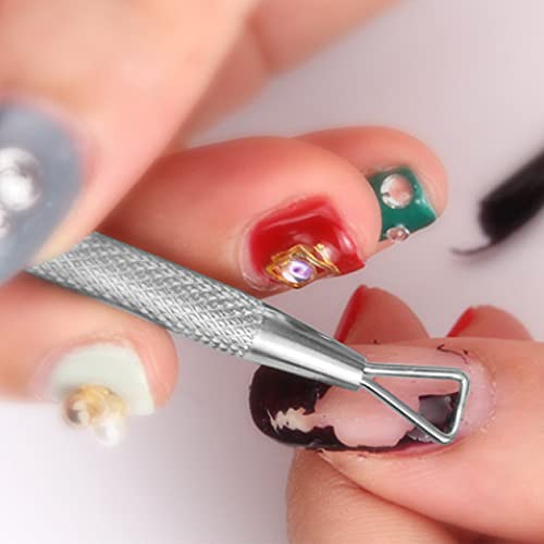 Fishing Fun Cuticle Pusher, 2 Pcs Stainless Steel Cuticle Pusher Tool,Double End Manicure Pedicure UV Gel Nail Polish Remover Tool for Fingernail