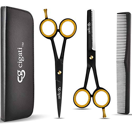 Cigati Hairdressing Scissors | 6.5 Inch Hair Scissors Thinning Scissors Set | Stainless Steel Razor Edge Blades | Barber Hair Cutting Professiona