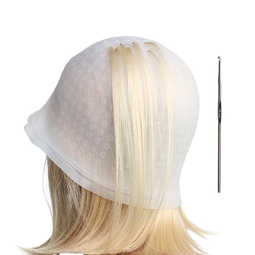 Pre-punched with Holes Silicone Highlight Caps Hair Color Professional Reusable Highlighting Caps with Hook Salon Hairdressing Dyeing Staining To