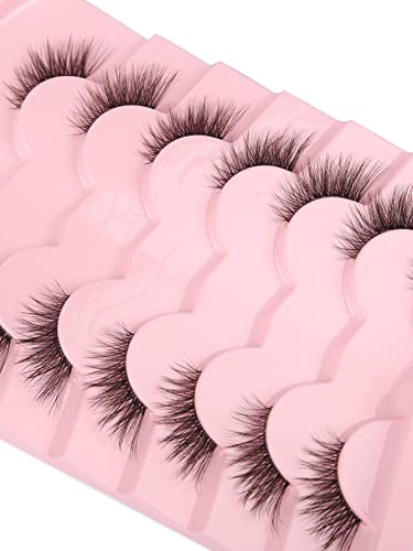 GMAGICTOBO False Eyelashes Natural Cat Eye Half Lashes Fluffy Wispy Clear Band 3D Faux Mink Lashes Pack Soft Strips Fake Eyelashes 7 Pairs