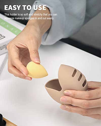 CORNERIA Integrated Makeup Sponge Travel Case, Silcone Washable Reusable Makeup Sponge Holder, Blender Holder Beauty Makeup Sponge Protective Car