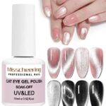 KWOLYKIM 15ml 9D Wide Cat Eyes Gel Nail Polish with Magnetic Bright Silver UV Gel Nail Polish Enamel Lacquer Glitter Nail Art Varnish (Silver)