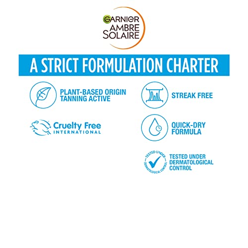 Garnier Ambre Solaire Natural Bronzer Quick Drying Body Self Tan Mist, Medium, Intense & Streak Free Fake Tan, Lasts Up to 1 week, Approved by Cu