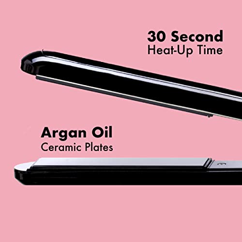 Luna Ceramic Hair Straightener - 38% Larger Argan Oil Infused Plates - Straighten & Wave - 150-230℃ for a Smooth Finish - 12 Mo Warranty