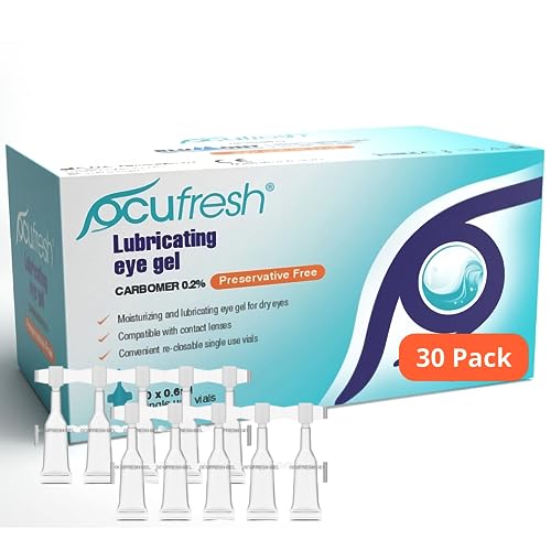 Ocufresh Carbomer Eye Gel Single Dose Vials (Pack of 30) | Dry & Tired Eye Treatment, Lens Friendly, Preservative Free - 0.6 ml Vials