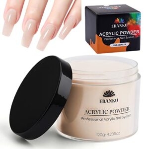 120g/4.23oz Nude Acrylic Powder, EBANKU Acrylic Powder Large Capacity Professional Acrylic Nail Powder for Nail Acrylic Extension, Nail Carving,
