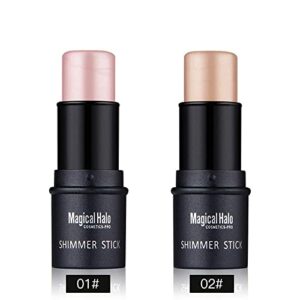 2 colors Bronzers Highlighter Stick Shimmer Cream Powder Waterproof Light Face Cosmetics