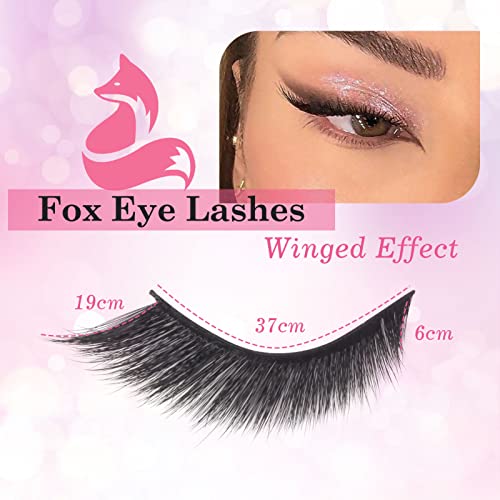 Parriparri False Eyelashes Fluffy Fox Eye Lashes L Curl Sexy Cat Eye Eyelashes Soft Winged Angel Fake Lashes Wispy Lightweight Faux Mink Lashes (