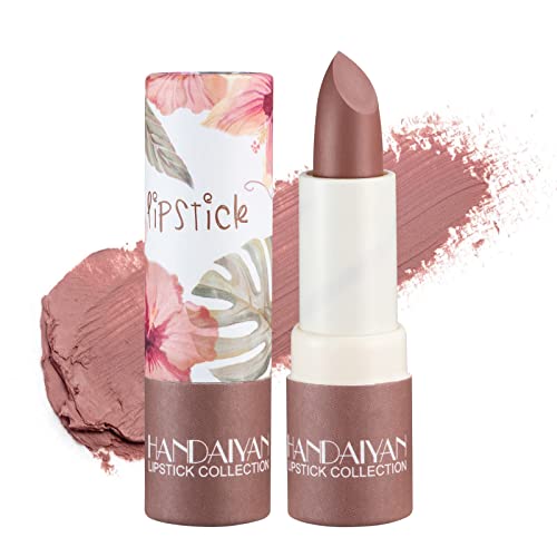 HANDAIYAN Lipstick,Nude Lipstick,Red Lipstick,Smooth,Waterproof,Highly Pigmented Lipsticks for Women Long Lasting (102#Nude Brown)