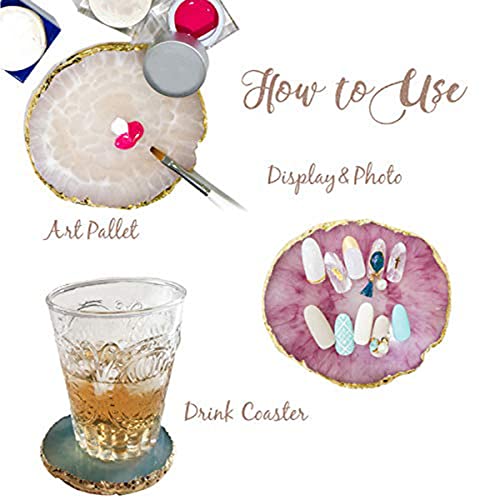 Nail Art Palette, Resin Nail Art Palette, Makeup Mixing Palette Nail Art Painting Nail Tech Supplies Resin Nail Art Palette DIY Tool Gold Edge Wh