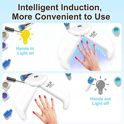 LKE UV LED Nail Lamp, 54W UV Lamps for Gel Nails Polish Nail Dryer with Auto Sensor 3 Timer Setting 30/60/90s, Foldable Curing Lamp Ladybug-shape
