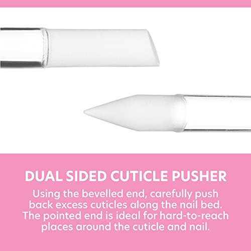 Glass Cuticle Pusher by Bona Fide Beauty - Dual Ended Manicure Stick with Case - 1Pc Premium Czech Glass Manicure Tools