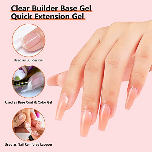AIMEILI Top and Base Builder Gel Soak Off UV LED Gel Nail Polish 5 in 1 Builder Base Gel No Wipe Top Coat Set 2 x 15ml
