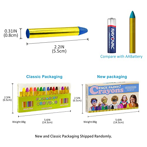 Mimoo 16 Colors Face Paint Set, Body Paint Sticks Red and White Face Paint, Face Paints for Children, Kids Face Paint Pretend Play, Face Painting