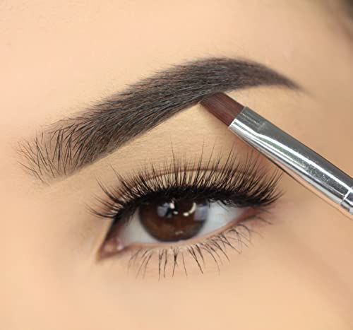 Impora London Angled Eyeliner/Eyebrow Makeup Brush. Flat with angled tip. Perfect for Lining/Shaping Eyes and Brows, Winged Liners. Use with Gel,