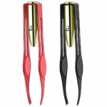 DRERIO 2 Pieces Tweezers with LED Light Eyebrow Tweezers Stainless Steel Tweezers Slant Tip Tweezer Spot Light Tweezers Small for Facial Hair Eye
