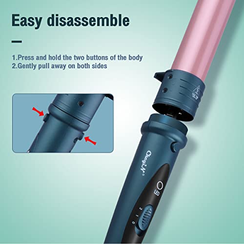 CkeyiN 32mm Curling Wand Professional Ceramic Barrel Hair Curler for Long Hair & Big Beach Waves Curls Adjustable Temperature Dual Voltage with G