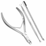 Cuticle Nippers and Cuticle Pusher Manicure Tools Set - Professional Nail Cuticle Remover Cutter Clippers Tool for Gel Nail Art Fingernails Toena