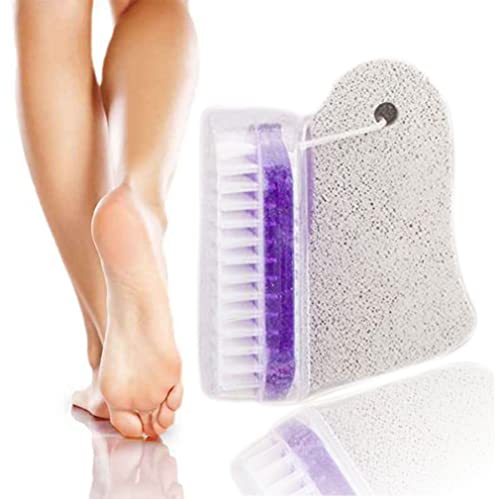 GOLDY Nail Brush and Pumice Stone Set for Dead Skin Removal 2 in 1 Scrubbing Foot File with Flexible Bristles Suitable for Feet Hands Nails Or Bo