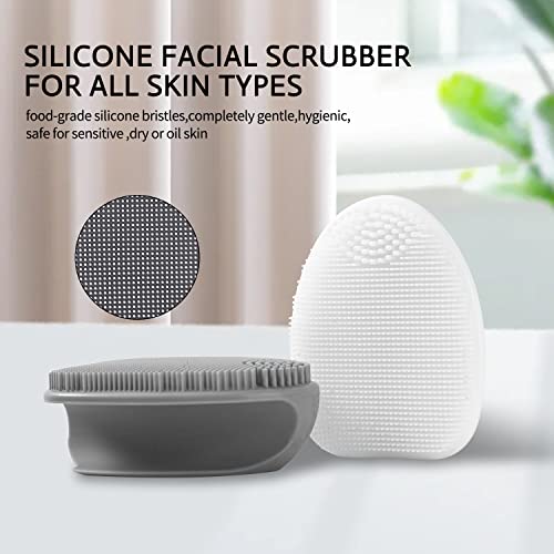 HieerBus Silicone Face Scrubber,Manual Exfoliating Brush,Handheld Facial Cleansing Brush for Women Men-Blackhead Removing Pore Cleansing Massagin