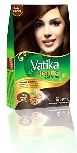 Dabur Vatika Henna Hair Colour, Dark Brown 100% Ammonia Free, 6 x 10g Sachet's - 60g