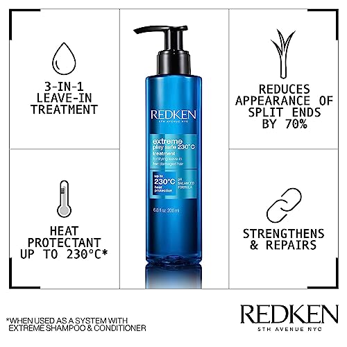 Redken | Hair Treatment, Leave-In Heat Protection, For Damaged Hair, Extreme Play Safe 230, 200 ml