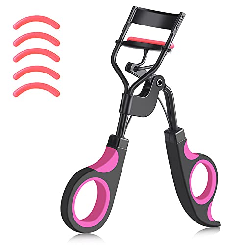 Eyelash Curler Black Handle Lash Curler Handle Tools With 5 Replacement Silicone Refill Pads for Makeup Cosmetic
